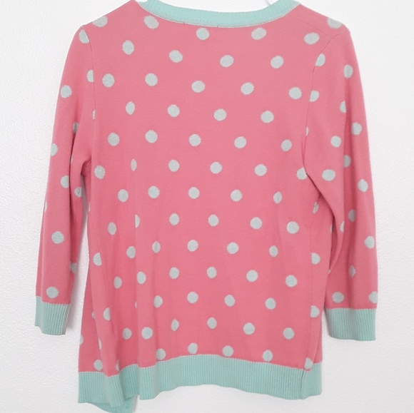 Womens Cardigan Mint and Pink pokadot - Picture 2 of 5